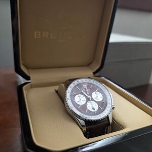 Breitling Navitimer Watch Brown Dial Brown Leather Strap